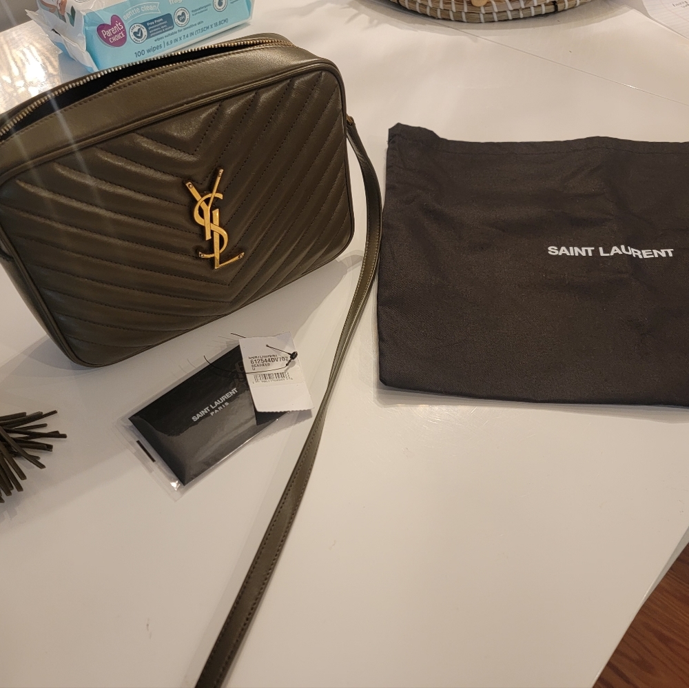 Authentic YSL Crossbody bag in seaweed color. this color is sold out anywhere.